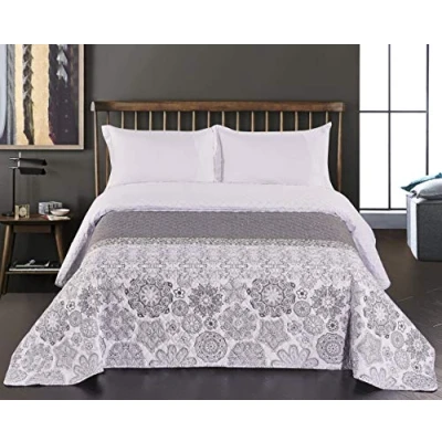 Obrázek Oboustranný přehoz DecoKing 77191, polyester, šedobílá, 170 x 210 1 cm, Šedá Bílá, 220 240 cm