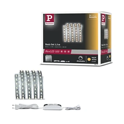 Obrázek Paulmann 70577 LED Stripe MaxLED 500 základní sada 1,5 m teplá bílá 2700K 10W 230/24V 20VA stříbrný světelný pásek světelná hadice