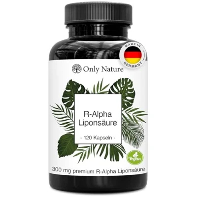 Obrázek Only Nature® R Alpha kyselina lipoová 300 mg vysoká dávka 120 laboratorně testovaných kapslí veganské bez přísad vyrobeno v Německu alfa