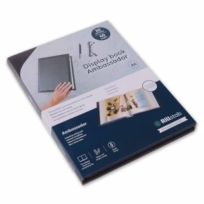 Obrázek Rillstab Präsentationsbuch Kunstleder im A4 Format mit 20 Hüllen Sichtbuch, Portfolio und Projektordner für Besprechungen &amp; Konferenzen Schwarz RI98024