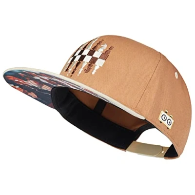 Obrázek Cadency Snapback Cap pánská, šach, baseballová čepice, čepice rovný kšilt, prémiová kvalita, dlouhá životnost, jednotná velikost, unisex, světle hnědá, nastavitelná