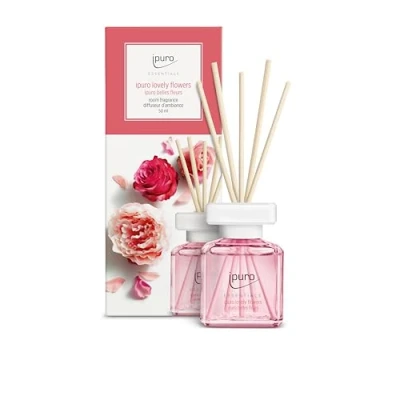 Obrázek ipuro Essentials pokojová vůně Lovely Flowers 50 ml osvěžovač prostoru s ylang ylang, růže, konvalinka, vanilky a pižma difuzér tyčinkami vzduchu do bytu