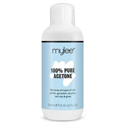 Obrázek Mylee 100% čistý aceton, UV odstraňovač laku na nehty odstraňuje lak nehty, gelový akryl, nehtové tipy a lepidlo (300 ml)