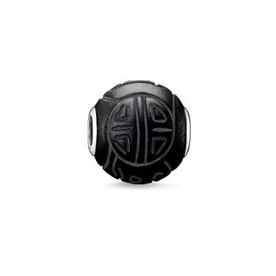 Obrázek Thomas Sabo Pánský korálek Shanghai Obsidián matovaný černý Karma Beads 925 Sterlingové stříbro K0055 023 11, stříbro, sklo.