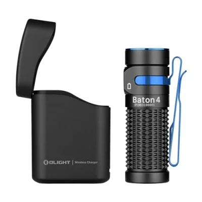 Obrázek OLIGHT Baton 4 kit Mini LED kapesní svítilna dobíjecí se stmívatelným nabíjecím pouzdrem, ruční až 190 dní provozu, 1300 lm 170 m dosah světla super světlé malé Flashlight pro všední den,