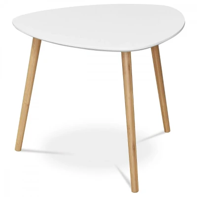 Obrázek Stůl konferenční 55x55x45 cm, MDF bílá deska, nohy bambus přírodní odstín AF 1134 WT