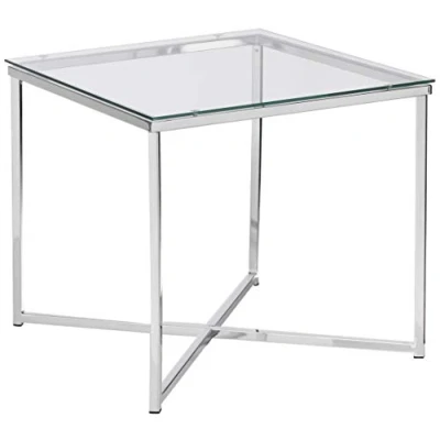 Obrázek AC Design Furniture Rohový stolek Gurli čtvercový, Š: 50 x H: V: 45 cm, čirý/chrom, sklo/kov, 1 ks