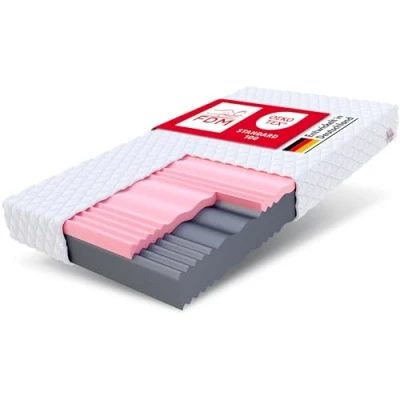 Obrázek FDM matrace 140 x 200 cm, stupeň tvrdosti H3 H4, výška 14 ze studené pěny, HR pěna, 7 komfortních zón s hypoalergenním pratelným žerzejovým potahem Oeko Tex Select