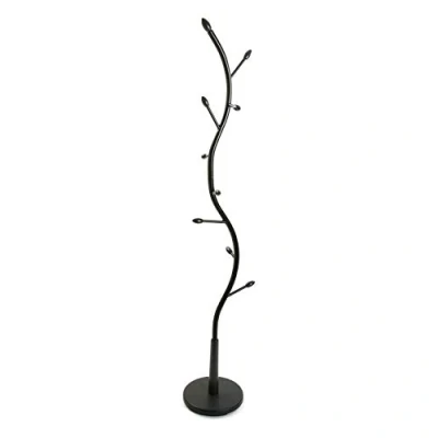 Obrázek Versa Minimalistický šatní stojan Swindon pro vstupní prostory, s 9 háčky na oblečení nebo tašky, rozměry (v x d š) 185 32 cm, kov, barva: Černá