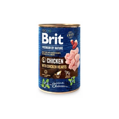 Obrázek Brit Premium by Nature 12 x 400 g výhodné balení kuře s kuřecími srdíčky