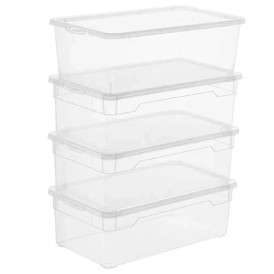 Obrázek Sundis Rotho 3343094094 Sada 4 čirých pouzder Lady Shoe 5 l, skladovací krabice s víkem, QR kód AppMyBox, transparentní, stohovatelná, plast / (PP)
