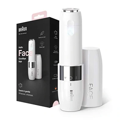 Obrázek Braun Face Mini Haarentferner, elektrischer Gesichtshaarentferner für Damen, kleiner Rasierer schnelle und sanfte Rasur, Oberlippe, Kinn Wangen, unterwegs, mit Smartlight, FS1000, weiß