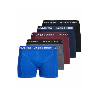 Obrázek JACK &amp; JONES Pánská sada 5 ks boxerek Trunks Stretch spodky Basic Jersey spodní prádlo, Black/Detail: navy Blazer Port Royal Dgm Surf The Web
