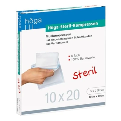 Obrázek Hoega sterilní pro komprese, písečný komprese 10 x 20 cm 5 2 kusy, sterilní, 8 x, EN 14079 typ 17, 2balení