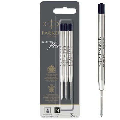 Obrázek Parker Kugelschreiberminen mittlere Spitze schwarze QUINKflow Tinte 3 Ersatzminen für Kugelschreiber