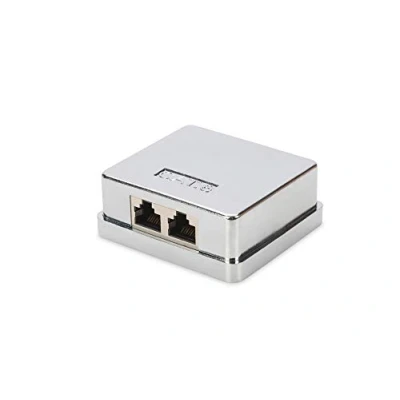Obrázek DIGITUS Anschlussdose Cat 6 2 Port RJ45 Aufputz Gehäuse Netzwerk Dose LSA Schneidklemme Geschirmt Silber