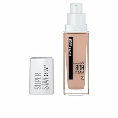 Obrázek Maybelline New York vodotěsný make up, podklad s vysokou krycí schopností, dlouhotrvající up na obličej, Super Stay Active Wear, barva: č. 20 Cameo (světlá), 1 x 30 ml