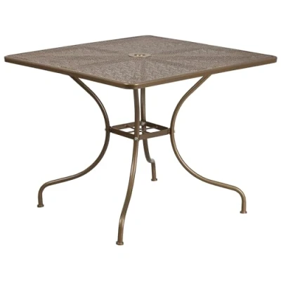 Obrázek Flash Furniture 35.5SQ Terrassentisch aus Stahl, Metall, Gold, 90,2 cm, quadratisch