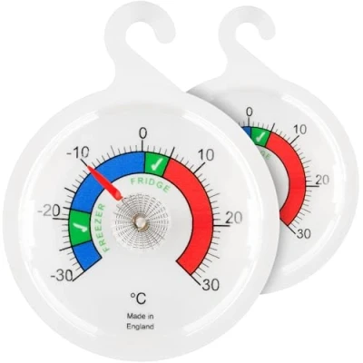 Obrázek Doppelpack Kühlschrankthermometer Zifferblatt Kühlschrank Thermometer, 65 mm Gefrierschrank Thermometer mit farbigen Zonen