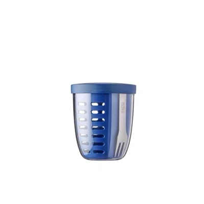 Obrázek Mepal Hrnec na ovoce a zeleninu elipsa nádoba ideální pro cestách Box s vidličkou sítkem Meal Prep víkem 600 ml Vivid Blue