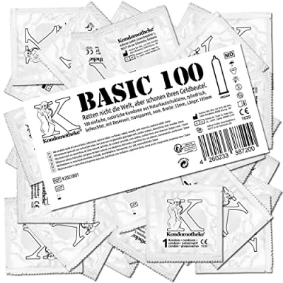 Obrázek Kondomotheke BASIC, vlhké kondomy, vysoká kvalita, bezpečné a spolehlivé vhodné pro profesionální nároky vynikající poměr cena výkon, 1 x 100 kusů