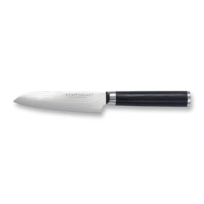 Obrázek ECHTWERK Damaškový nůž, malý nůž Santoku, tradiční japonský kuchařský kuchyňský ostrá čepel pro přesné řezy masa, ryb a zeleniny, cca 13 cm, dřevěná rukojeť
