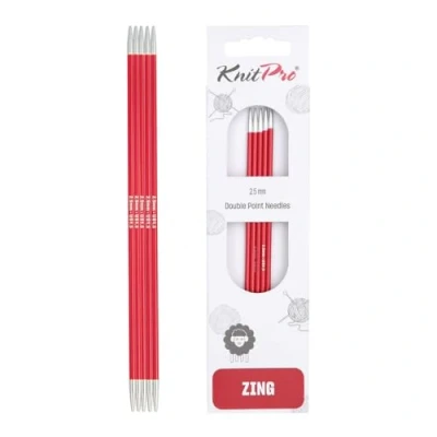 Obrázek KnitPro K47033 jehlice na ponožky, kov, červené, 20 cm / 2,5 mm