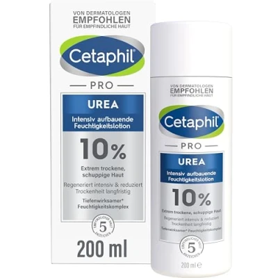 Obrázek CETAPHIL pro Urea 10% intenzivně regenerující hydratační mléko, 200 ml, extrémně suchou, šupinatou pokožku na těle, regeneruje a dlouhodobě snižuje suchost
