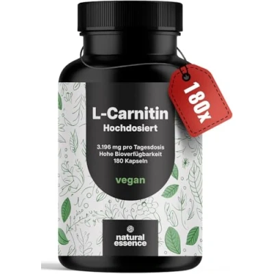 Obrázek L karnitin kapsle vysoké dávky 3196 mg 180 kapslí komplex z karnitinu tartrátu, acetyl veganské Německa laboratorně testováno