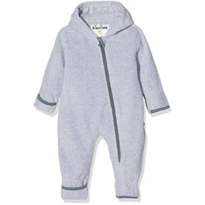Obrázek Playshoes Kojenecký flísový overal, prodyšný unisex overal pro chlapce a dívky s dlouhým zipem kapucí, barevně odlišený, šedá/melanž