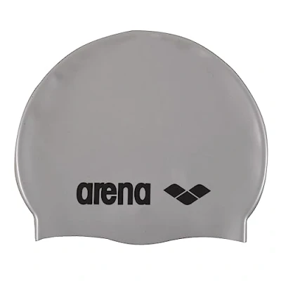 Obrázek ARENA Unisex dospělí děti koupací čepice Classic Silicone Jr stříbrná plavecká čepice, barva, jednotná velikost EU