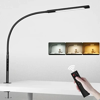 Obrázek EYOCEAN stolní lampa LED s dálkovým ovládáním, nastavitelná husím krkem, stmívání a teplota barvy, dotykové ovládání kancelářská lampa, 12 W, matná černá