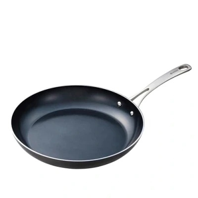 Obrázek Kyocera Keramická pánev, pánev s keramickým nepřilnavým povrchem, 30 cm, bez PFAS/PTFE, rukojeť z ušlechtilé oceli, vhodná pro všechny druhy sporáků