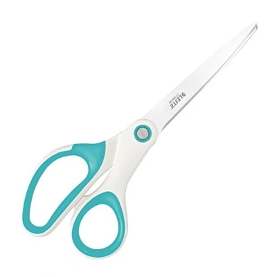 Obrázek Leitz WOW titanové kvalitní nůžky, pro praváky i leváky (obě ruky), nůžky domácnost s ergonomickou rukojetí, nebo školu, ledově modrá, 53192051