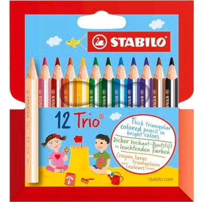 Obrázek Trojúhelníkové pastelky Trio thick od Stabilo, balení 6 kusů, různých barev, vícebarevné