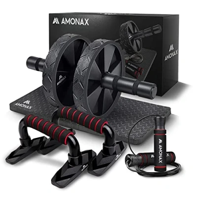 Obrázek Amonax Koloběžka na břicho kliky švihadlo fitness sportovní nářadí posilovač břišních svalů doma, od rolovacího trenažéru sada wheel workout břicha home sport equipment