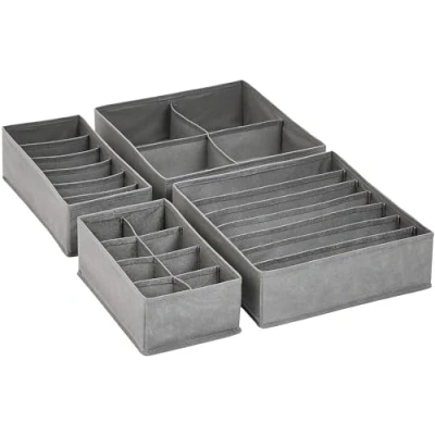 Obrázek Amazon Basics Organizér se zásuvkami na spodní prádlo, 4 kusy, šedý