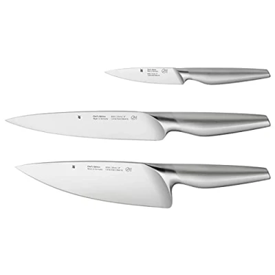 Obrázek WMF Chef&#039;s Edition sada nožů 3dílná, Made in Germany, 3 nože kované, kuchyňský nůž, kuchařský nůž na maso, špikovací Performance Cut, speciální nožová ocel, dřevěná krabička