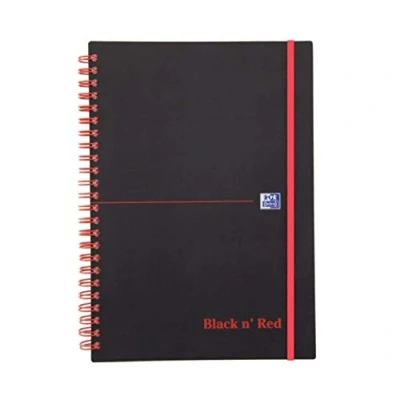 Obrázek Oxford 400047656 Spirálový blok Black n&#039; Red balení 5 ks DIN A5 kostkovaný flexibilní kryt 70 listů černá červená