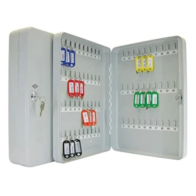 Obrázek Wedo 10256537X skříňka na klíče (pro 70 klíčů, ocelový plech s práškovým nástřikem 28 x 6 37 cm, bezpečnostní zámek včetně 2 klíčů) světle šedá