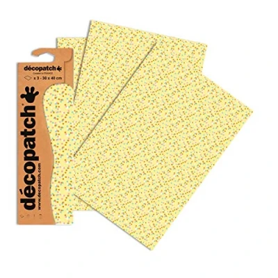 Obrázek Decopatch papír č. 746 (žluté puntíky barevné, 395 x 298 mm) balení 3 ks