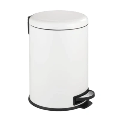 Obrázek WENKO Kuchyňský odpadkový koš Mod. Leman, 20 litrů, s automatickým sklápěním, funkce šlapání, vyjímatelná vložka, z lakované oceli, 30, 5 x 44 37, cm, bílý matný