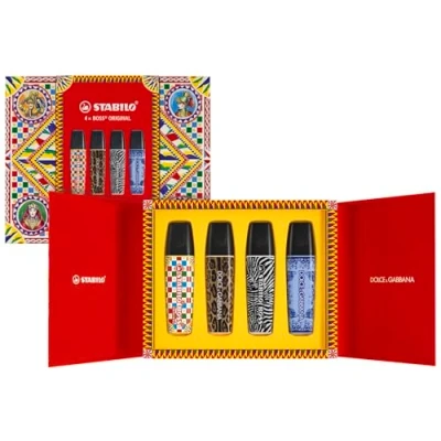 Obrázek Zvýrazňovač STABILO BOSS ORIGINAL x DOLCE&amp;GABBANA 4dílný prémiový box limitovaná edice