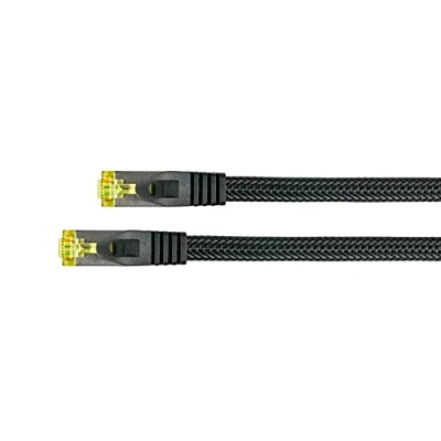 Obrázek PYTHON RJ45 Ethernet LAN propojovací kabel s Cat. 7 trubkovým kabelem, ochranou nosních nosů RNS a nylonovým opletením, S/FTP, PiMF, bez halogenů, 500 MHz, OFC, 10 gigabitů černý, 30 m