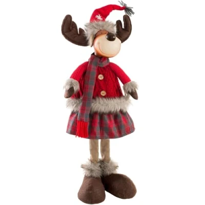 Obrázek WeRChristmas Dekofigur Rentier, stehend, 60 cm, Schottenkaro, Mehrfarbig