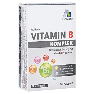 Obrázek Avitale Vitamin B komplex mini kapsle se všemi vitamíny 8 pro podporu nervového systému, 21 g