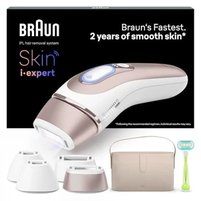 Obrázek Braun IPL Silk Expert Pro 5 dámský přístroj na odstraňování chloupků, viditelné odstranění navrženo v Německu, Venus holicí strojek, 3 nástavce, alternativa k laserovému