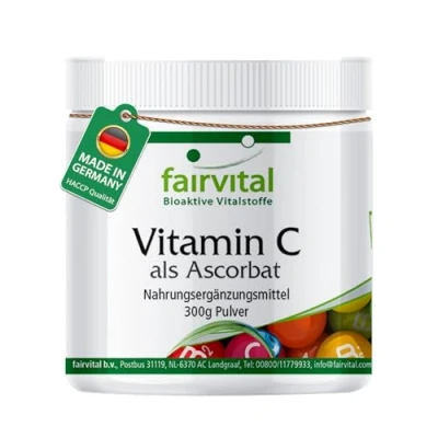 Obrázek Fairvital Vitamín C prášek se 1156 mg vitaminu v denní dávce pufrovaný jako askorbát vápenatý VEGAN balení 300 g
