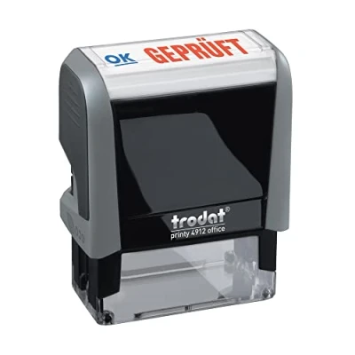 Obrázek Trodat Office Printy 4912 samobarvicí textové razítko, testováno textem, barva otisku modro červená, 47 x 18 mm