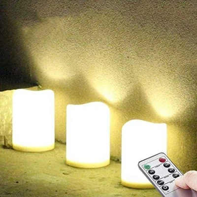 Obrázek NONNO&amp;ZGF 3 Outdoor Stück LED im Freien Wasserdichte Kerzen, Batteriebetriebene Plastikkerze mit Fernbedienung/Timer Funktion (Warmweißes Licht) 7,5cm X 10cm